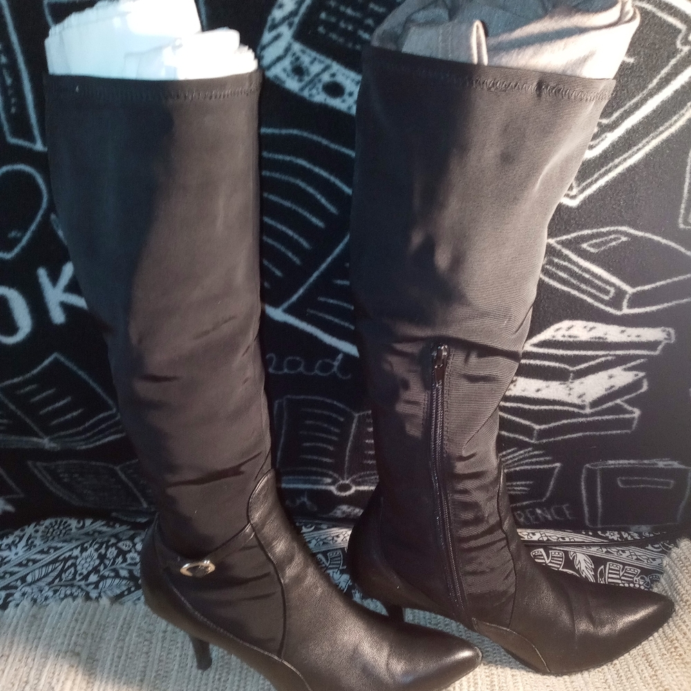 Nine West Black Heeled Knee High Boots